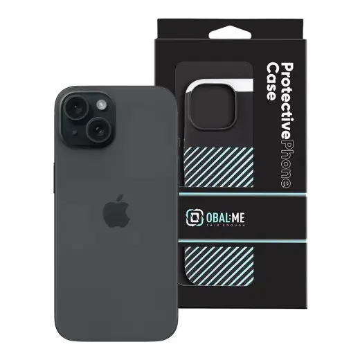 OBAL:ME Flossy Stripes Cover for Apple iPhone 15 Black|Sky Blue Photo
