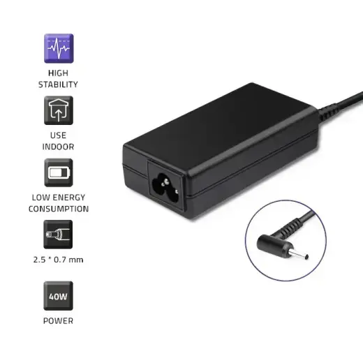 Qoltec Power adapter for laptop Asus 40W | 19V | 2.1A | 2.5*0.7 | +power cable Photo