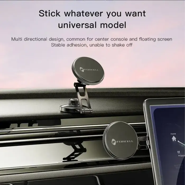 Magnetic car phone holder compatible with Magsafe Forcell F-Grip IronSecure windshield / dashboard black Photo