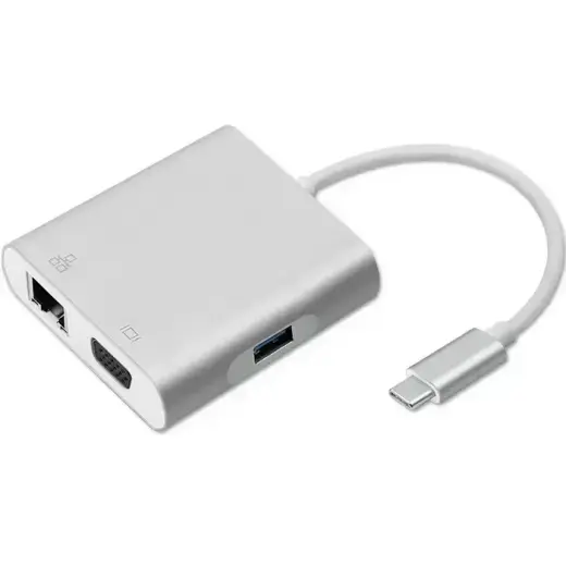 Qoltec Hub Adapter USB-C 3.1 4in1 | USB 3.0 | VGA | RJ45 | USB-C PD 92W Фото num