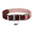 Dog collar made of natural leather and recycled material with QR code Waudog size S, width 15 mm, brown Фото num