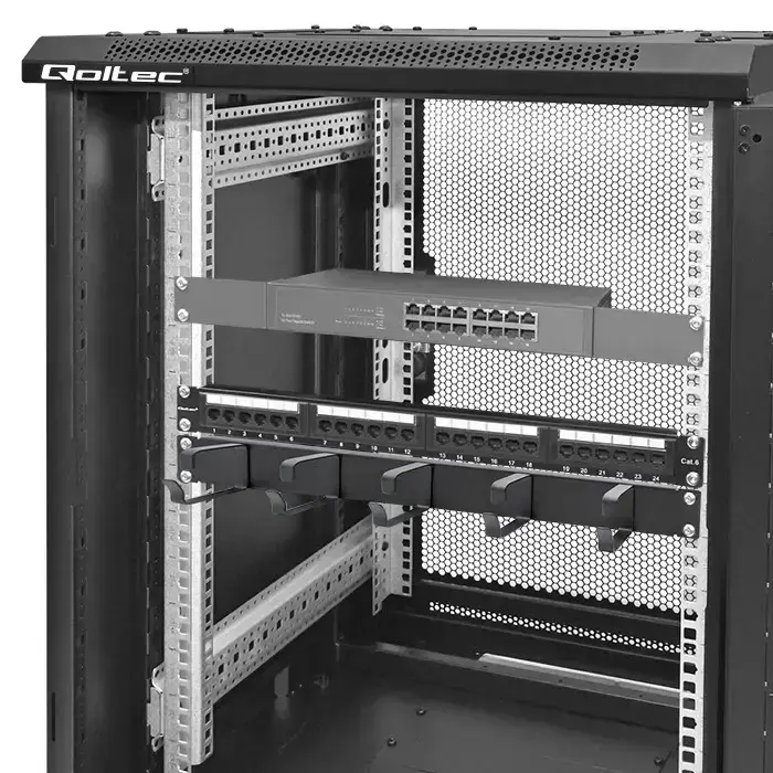 Qoltec Solid Steel Cable Organizer for 19" racks | 1U Foto 2