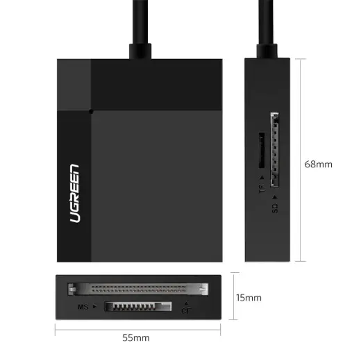 Ugreen USB 3.0 SD | micro SD | CF | MS card reader black (30231) Foto 6