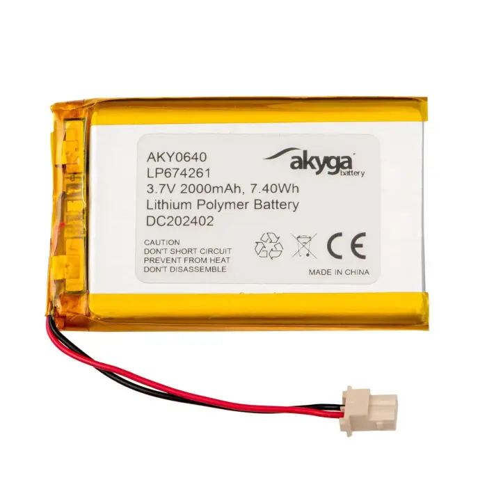 Li-Po аккумулятор LP674261 Akyga AKY0640 3.7V | 2000mAh PCM Molex 2-Pin Connector 50mm Фото num