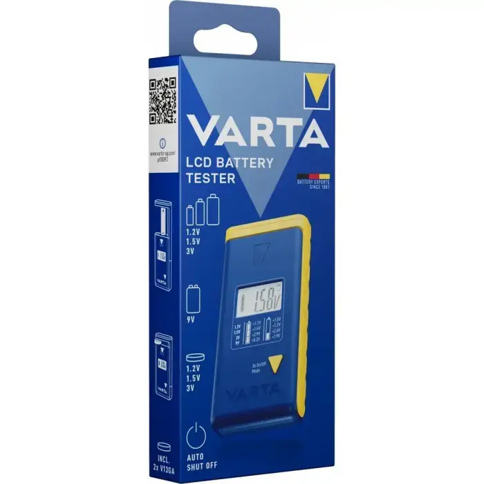 VARTA battery tester with digital display (AA, AAA, Type C, Type D, 9V, button) 893101111 blue Photo