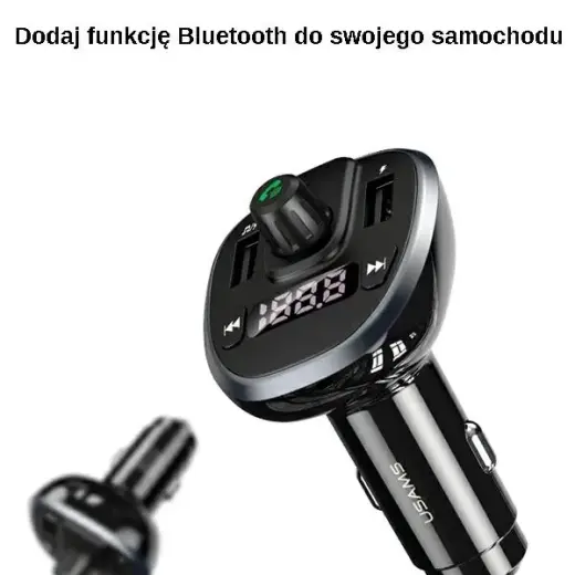 USAMS Zestaw głośnomówiący C21 z transmiterem FM, Bluetooth 5.0, MP3, 2xUSB 3,4A czarny|black CC115GC01 (US-CC115) Photo