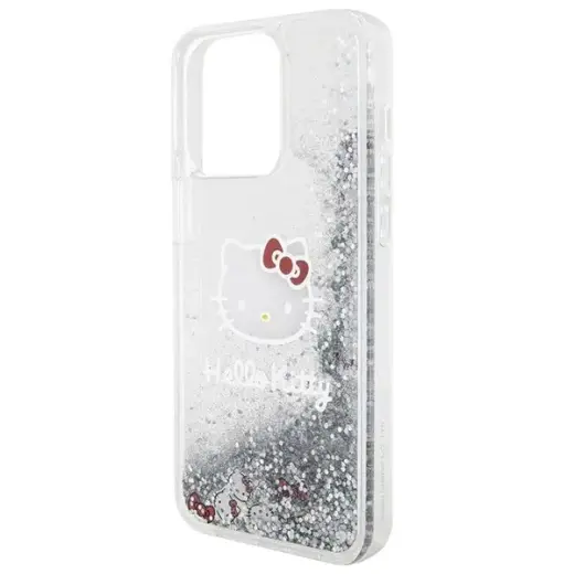 Hello Kitty Liquid Glitter Charms Kitty Head case for iPhone 15 Pro Max - silver Фото num