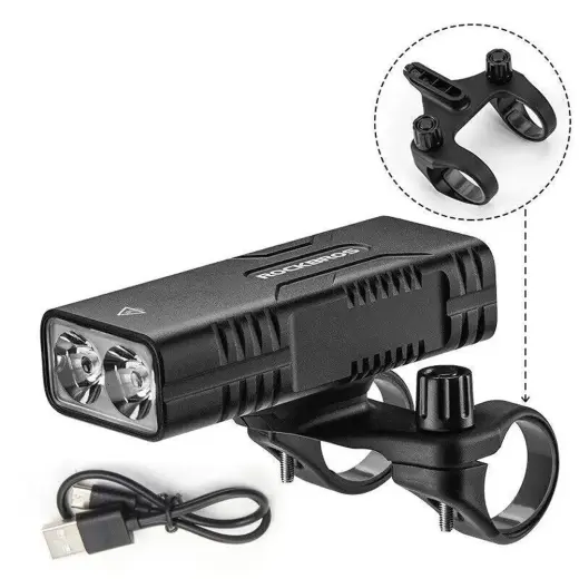 Rockbros 24310002001 bicycle light 850 lm with powerbank function + USB-C - USB-A cable - black Photo