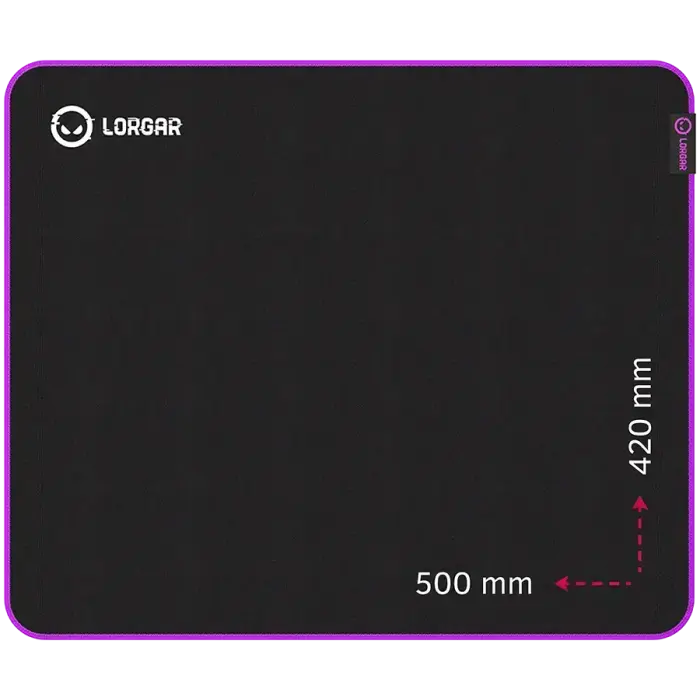 Lorgar Main 315, Gaming mouse pad, High-speed surface, Purple anti-slip rubber base, size: 500mm x 420mm x 3mm, weight 0.39kg