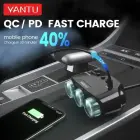 Car Cigarette Lighter Socket Splitter LM21 - 3 sockets + USB + Type C - QC 3.0 PD 3A 122W with display and cable Foto 4