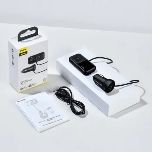 Wireless Bluetooth FM transmitter with charger Baseus S-16 (Overseas edition) - black Фото num