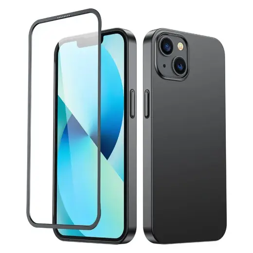 Joyroom 360 Full Case front and back cover for iPhone 13 + tempered glass screen protector black (JR-BP927 black) Фото num