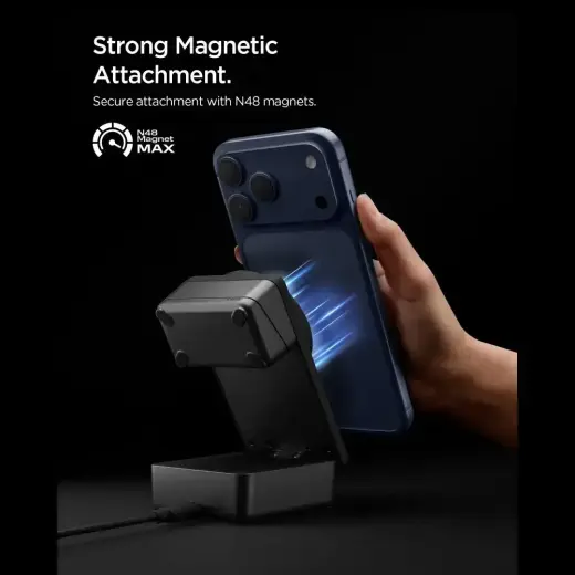 SPIGEN EF323MQ ESSENTIAL 3IN1 MAGNETIC MAGSAFE WIRELESS CHARGER 25W Qi2.2 BLACK Фото num