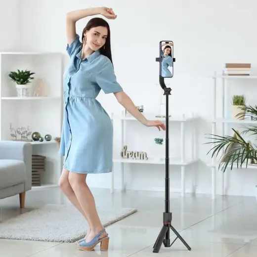 Tech-Protect L04S Bluetooth selfie stick with tripod up to 95cm and 360 head - black Фото num