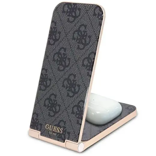 Guess 4G Pattern MagSafe foldable 2in1 15W inductive charger - black Фото num