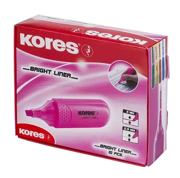 Teksta marķieris KORES BRIGHT LINER rozā Foto 6