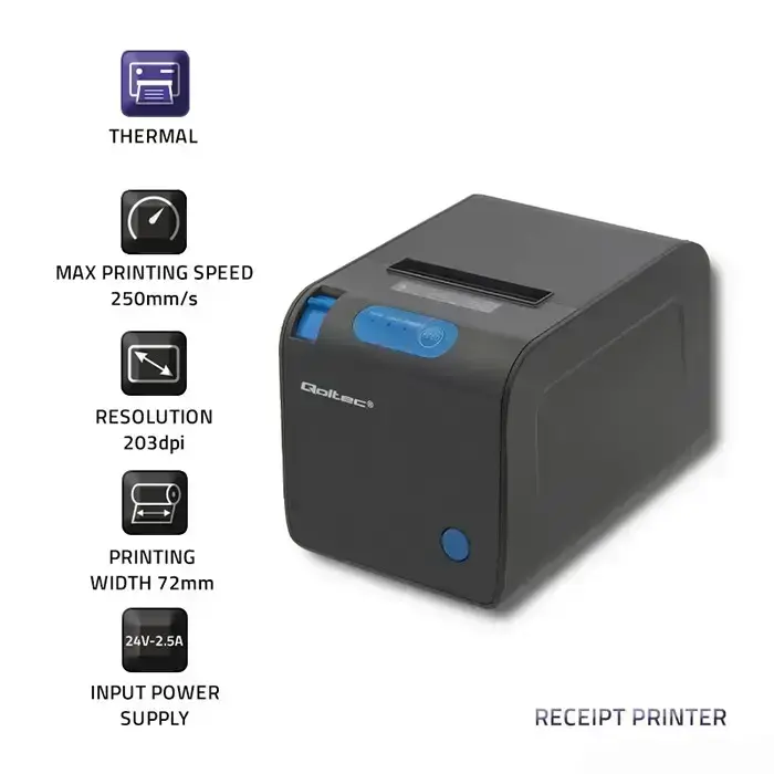 Qoltec Receipt printer RTP-0246 | voucher | thermal | High Speed | 203 dpi | USB Foto 5
