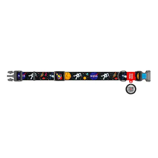 Nylon dog collar with QR code Waudog "NASA" size M Photo