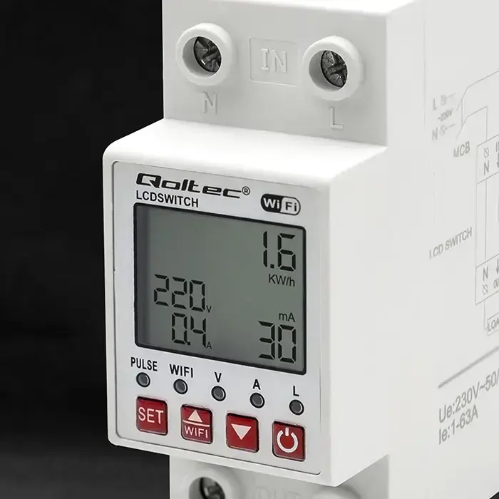 Qoltec Wi-fi DIN rail relay with electricity meter 63A| Timer | Tuya | Wi-Fi | LED Foto 7