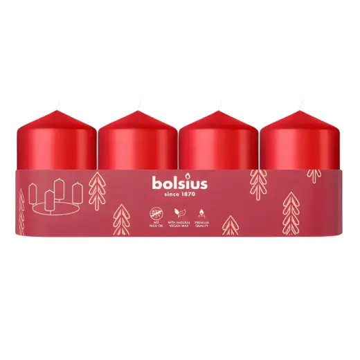 Candle cylinder 4 pcs. Ø60x40mm red