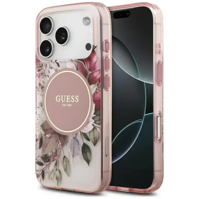 Case Guess IML Flower & Tonal Circle     MagSafe for iPhone 18 Pro / 17 Pro pink
