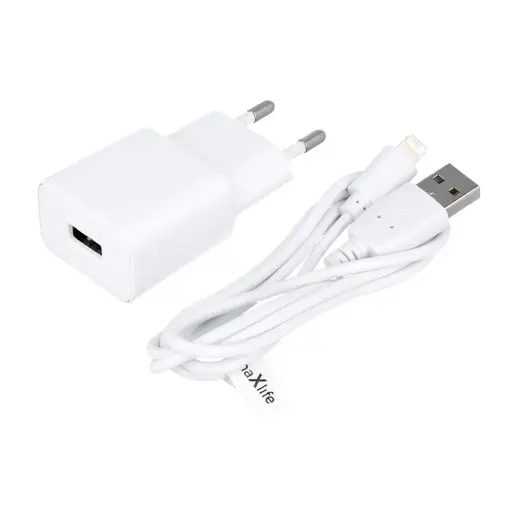 Maxlife MXTC-01 travel charger | 10W | USB-A | with Lightning cable included | white Photo