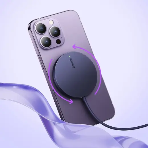 Baseus Simple Mini3 magnetic charger MagSafe Qi 15W blue Photo