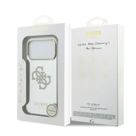 Guess PC|TPU Mirror 4G Glitter Logo MagSafe Case for iPhone 17 Pro Gold Foto 6