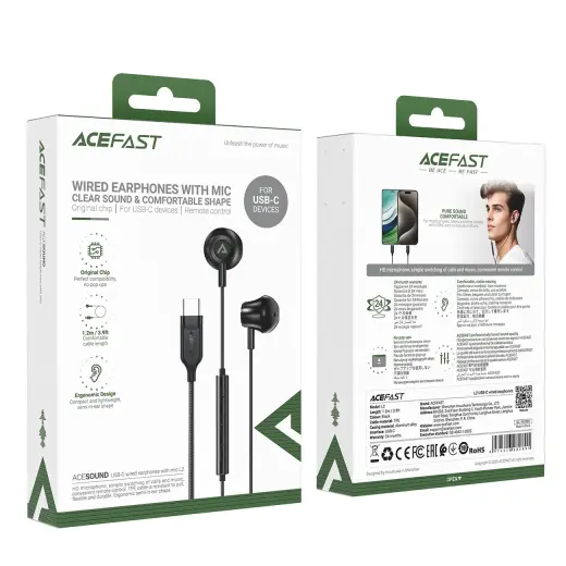 Acefast L2 in-ear headphones with USB-C connector, microphone and remote control 1.2 m - black Foto 5