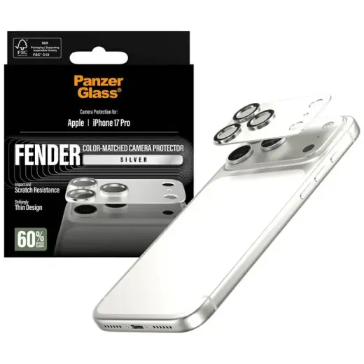 Tempered glass for lens PanzerGlass Fender Camera Protector for iPhone 17 Pro silver Foto 4
