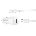 Borofone Car charger BZ34B Cloud - USB + Type C - QC 3.0 PD 38W with Type C to Lightning cable white Foto 2