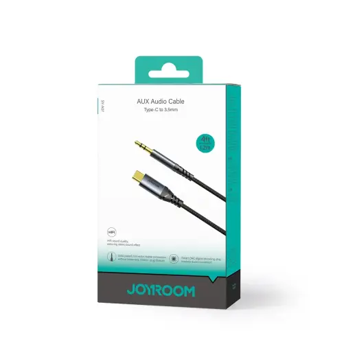 Joyroom stereo audio cable AUX 3.5 mm mini jack - USB-C for phone 1.2 m black (SY-A07) Photo