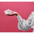 Мини-кастрюля из каменной керамики, диаметр 10 см, белая. Фото num