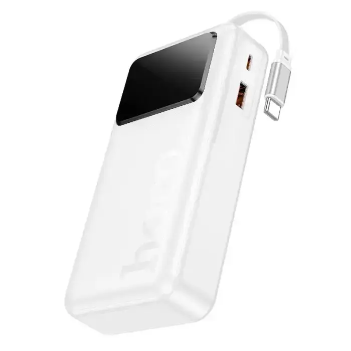Powerbank 20000 mAh QC PD 22,5W 2A with built-in telescopic cable USB C Hoco Q41 white