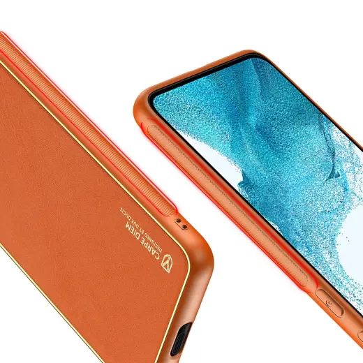 Dux Ducis Yolo elegant cover made of ecological leather for Samsung Galaxy S22 + (S22 Plus) orange Фото num