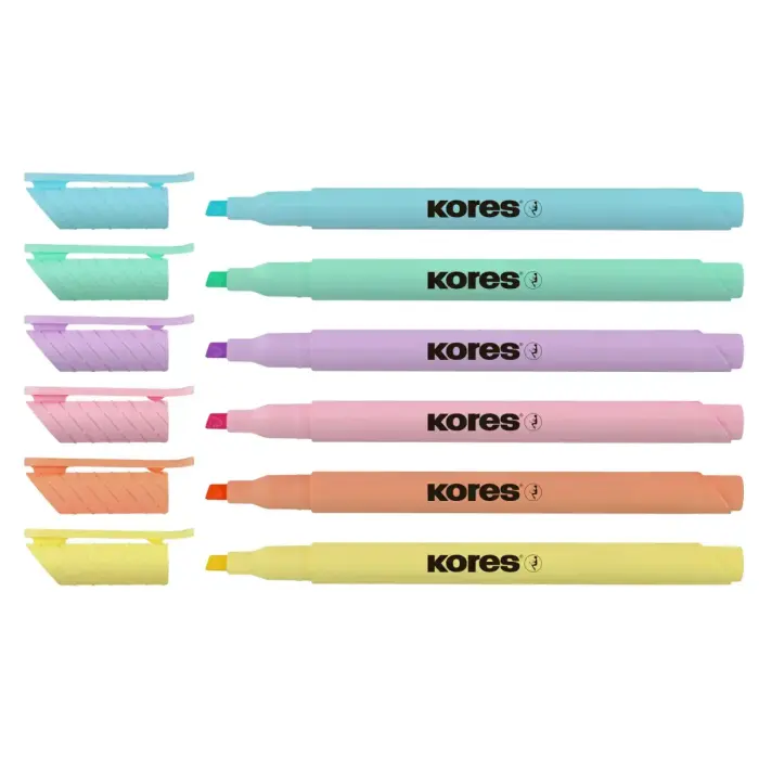 Teksta marķieri KORES HIGH LINER PASTEL, komplekts - 6 krāsas Foto 4
