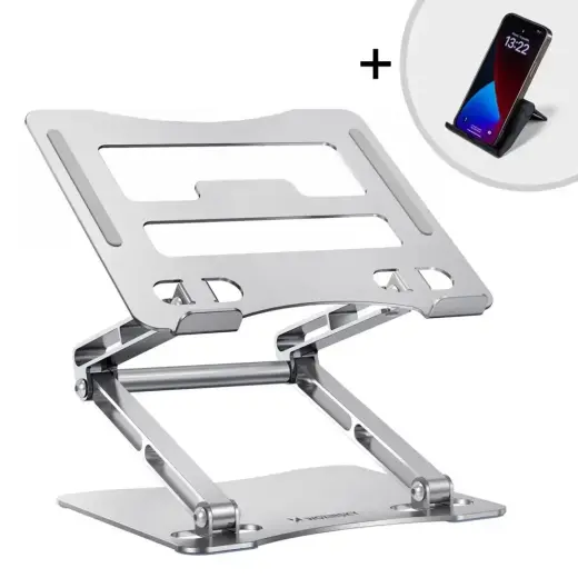 Wozinsky WRS-CPY75DSS Aluminum Laptop and Tablet Stand + Free Smartphone Stand - Silver Foto 5