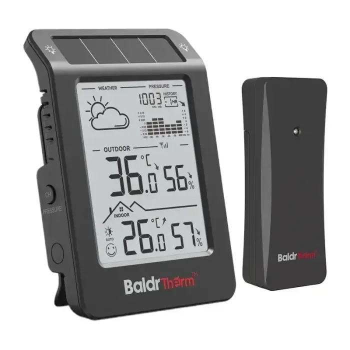 BALDRTHERM B0596WT2H2P-V1 Solar-Powered Weather Station (Black)