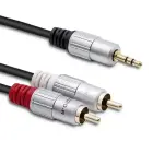 Qoltec Cable 2xRCA / Mini Jack 3.5mm male | 2m | Black Photo