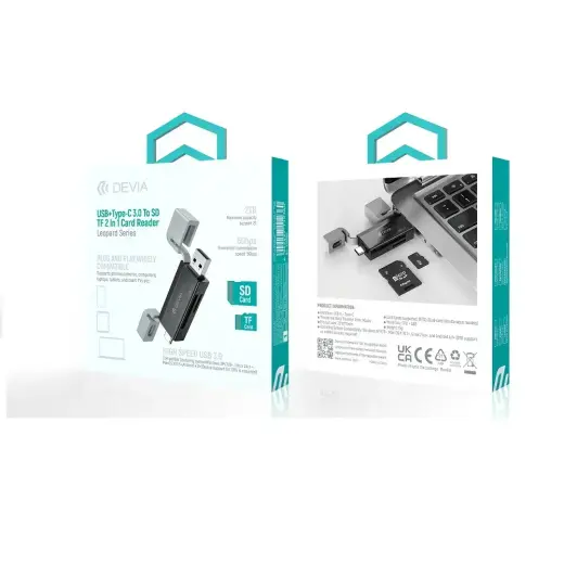 Devia card reader 2in1 EL240 USB/USB-C 3.0 black Foto 9