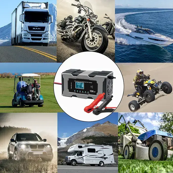 Qoltec Intelligent microprocessor charger 12V 10A | Rectifier with repair function for AGM GEL LiFePO4 battery | LCD Photo