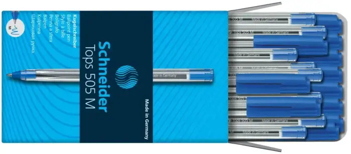 Lodīšu pildspalva SCHNEIDER 505 M 0,5 mm, caurspīdīgs korpuss, zila tinte Foto 5