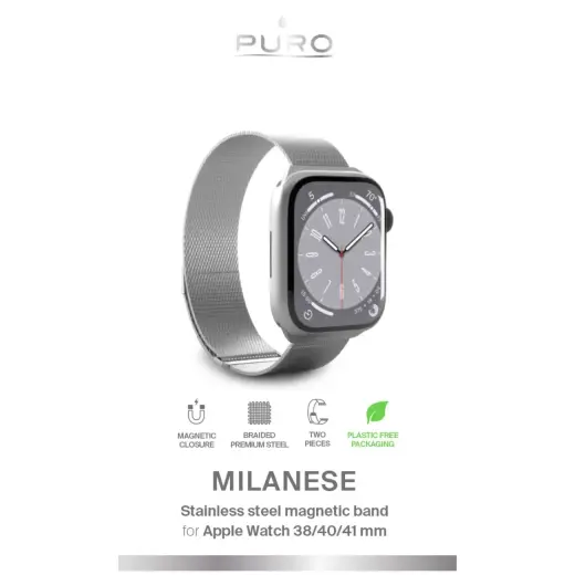 Puro Milanese Stainless Steel Apple Watch Band 38|40|41mm - Silver Фото num