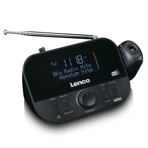 Lenco radio pulkstenis ar projekciju, melns Foto 3