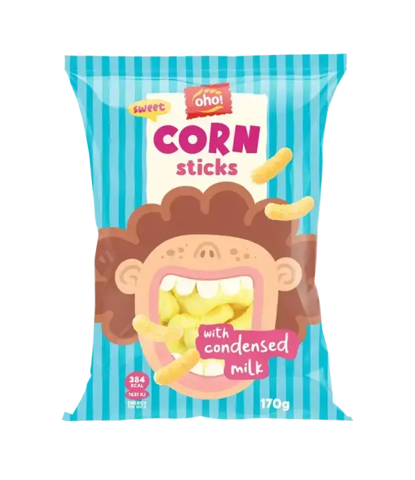 Kukurūzas nūjiņas Oho Ar kondensēto pienu 170g