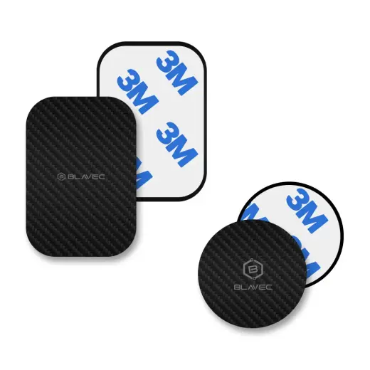 Blavec Metal plate for magnetic holder BM-01 set of 2 pieces round (40mm) and rectangle (40x58mm) carbon Фото num