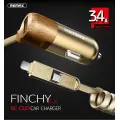 Зарядка для автомобиля REMAX Finchy RCC-103 | 17W | USB-A, Lightning, MicroUSB | с кабелем Lightning + MicroUSB в комплекте | серебристая Фото num