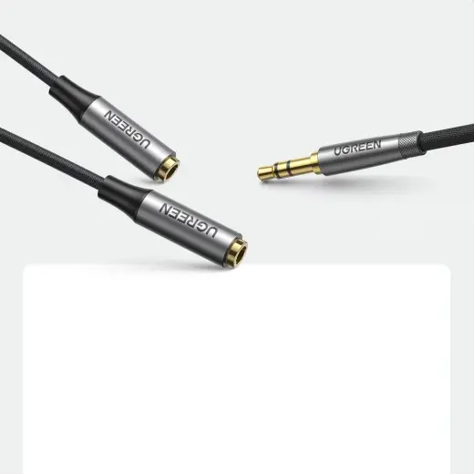 UGREEN AUX audio sadalītājs ar jack 3,5 mm kabeli, 20 cm (sudraba krāsā) Foto 5