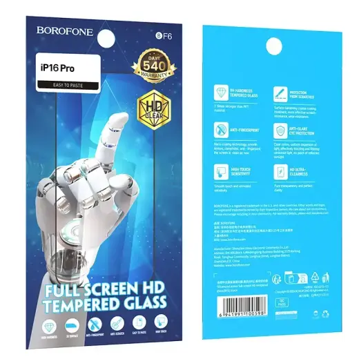 Borofone Tempered glass BF6 Diamond Armor Full Screen HD for Iphone 16 Pro/17 - 10 pieces Foto 9