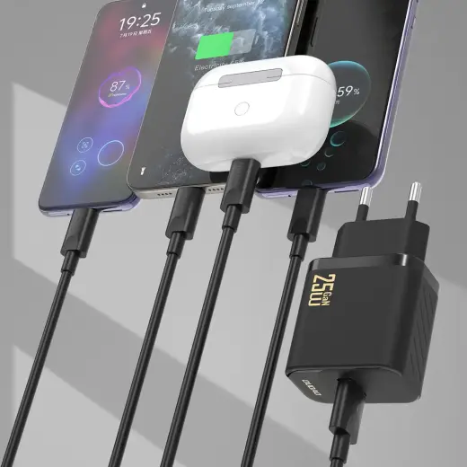 Dudao A27STEU 25W GaN USB-A Wall Charger with USB-A - USB-C Cable - White Foto 3